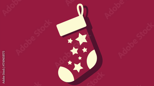 Festive Christmas stocking adorned with stars, ready for holiday gifts and seasonal cheer, evoking warmth and anticipation for winter celebrations