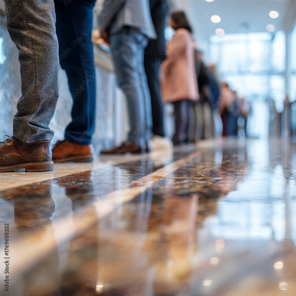 Obraz premium Waiting inline at the bank