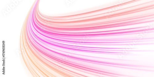 PNG pink and red light trails twist dynamically across futuristic city roads. Yellow and blue neon streaks add glowing energy flow. Perfect vector for night speed, technology, and digital graphics.