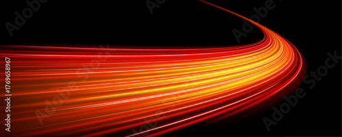 PNG vector city expressway with comet-like light streaks, twisting neon lines, and motion blur. Dynamic curves create futuristic energy flow. Perfect for night speed, technology, and high-tech illustr