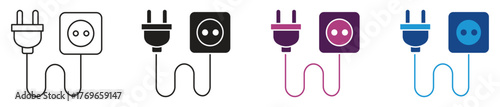 Electric extension cord icon set , vector illustration.