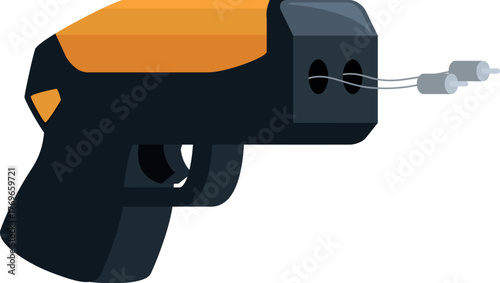 Black and orange electroshock weapon discharging electric current, useful for self defense