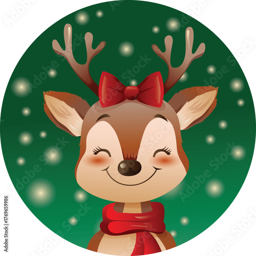 reindeer christmas winter snowflake cartoon