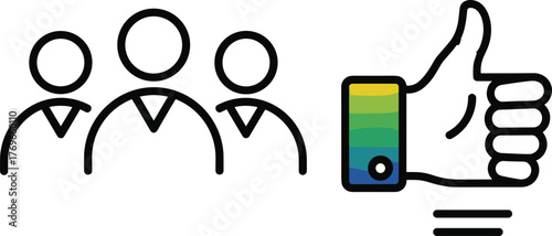 Business Team Approval and Satisfaction: Modern Company Collaboration with Positive Feedback & Success Thumbs Up for Group Management in an Innovative Technology Environment. Perfect for Business Pres