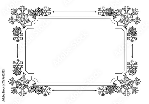 Elegant Snowflake Border A Decorative Winter Frame for Festive Designs