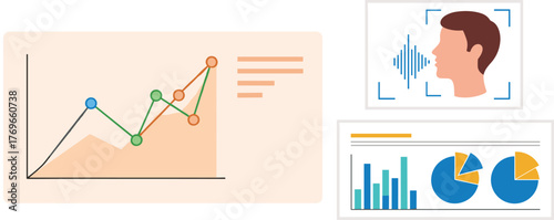 Analyzing Voice Data with Charts and Graphs for Business Intelligence, Featuring Voice Recognition Technology in a Modern Presentation Setting for Data Analysis and Reporting Applications (Corporate,