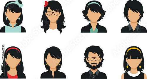 Diverse group of faceless avatars representing various professions and styles