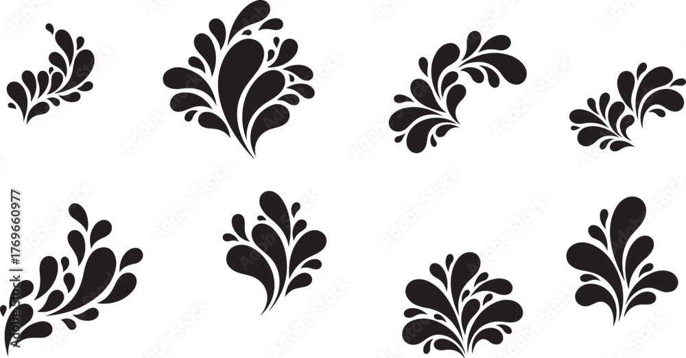 Fototapeta premium Elegant floral elements in black and white seamless pattern design background