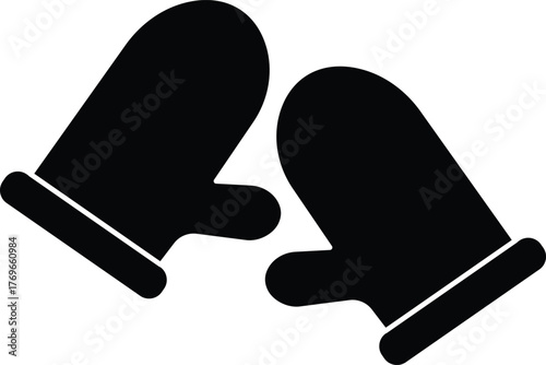 Pair of warm winter gloves icon representing cold weather clothing, Christmas fashion and snow season warmth with transparent background"