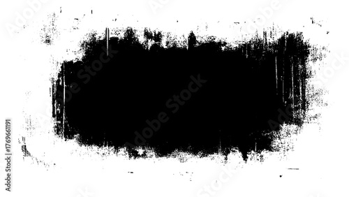 Black ink splash or drop made with brush. Ink splatter. Isolated  illustration. grunge rectangular texture on white background. Vector illustration