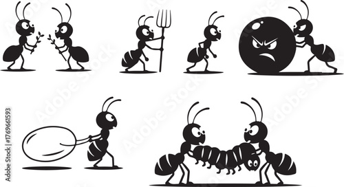 Teamwork and collaboration hardworking ant colony carrying and sharing resources together