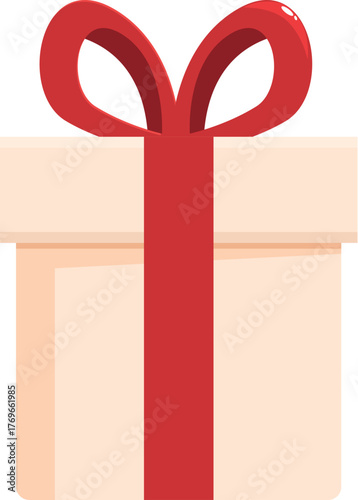 Festive gift box wrapped with a red ribbon and bow, perfect for celebrating holidays, birthdays, or any special occasion