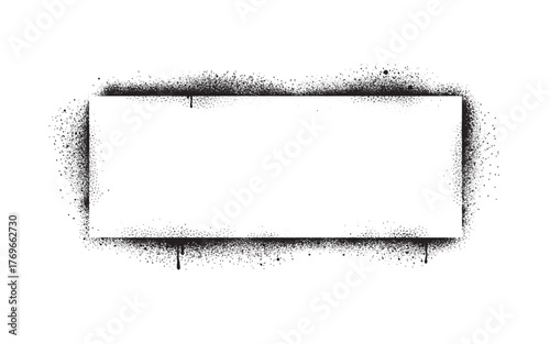 Spray paint graffiti stencil frames. Black airbrushing paint banner, stenciling backdrop and spray paint texture borders. Brush splash abstract rectangular stencil border. Isolated vector icons set