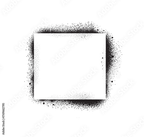 Spray paint graffiti stencil frames. Black airbrushing paint banner, stenciling backdrop and spray paint texture borders. Brush splash abstract rectangular stencil border. Isolated vector icons set