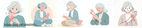 vector of a grandmother with a sprained hand