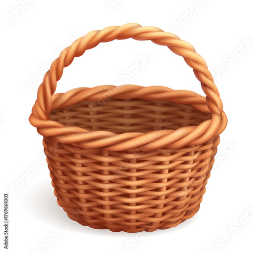 Vector empty wicker backet illustration of traditional hand-made container