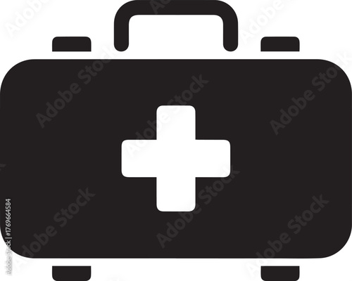 minimal first aid kit icon vector medical emergency symbol black silhouette optimized for apps logos signage and print