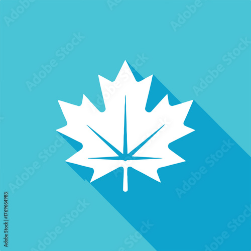 canadian maple leaf flat design vector blue background long shadow minimalist emblem for branding