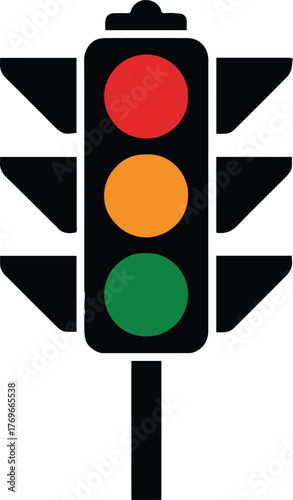 stylized traffic signal icon set red amber green vertical lights simple vector illustration for signage