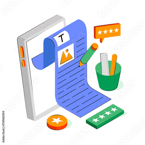 Trendy design illustration of article writing 