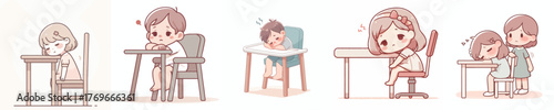 vector of a weak children suffering from anemia