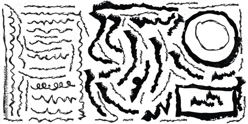 Abstract Black and White Sketch – Hand Drawn Doodle Art with Lines and Shapes for Modern Design Background