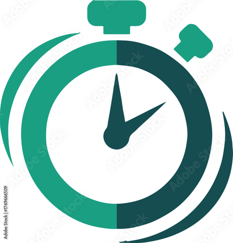 minimal two-tone stopwatch icon, timer symbol for productivity and speed, flat vector for app and web ui