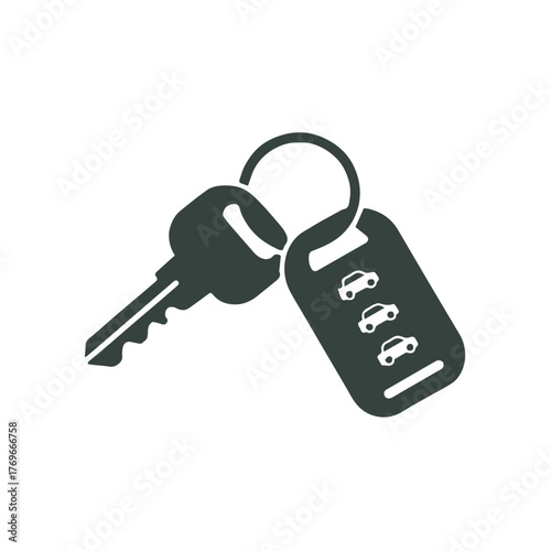 flat vector car key with keychain tag three car symbols representing fleet access rental and dealership