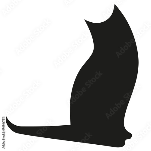 Cat icon. Black silhouette of a cat. Flat illustration