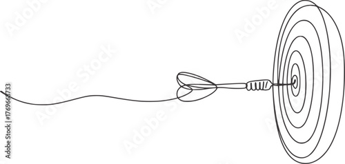 Minimalist line drawing of dart and target dartboard game