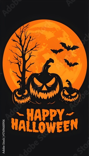 Halloween Illustration and “Happy Halloween” Typography