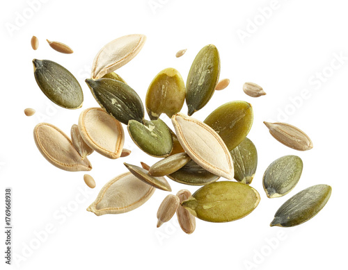 Wallpaper Mural Pumpkin Seeds in Motion – Cutout on White PNG Torontodigital.ca