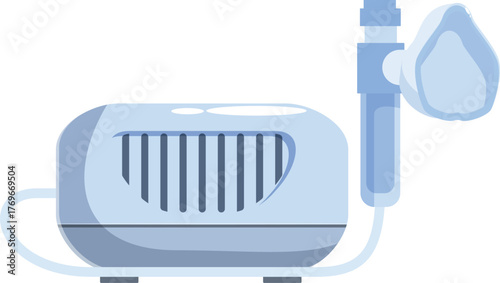 Portable nebulizer machine converting liquid medicine into mist for inhalation, providing respiratory support and symptom relief