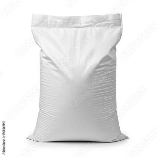 White blank plastic bag isolated on white background perfect for packaging design mockups
