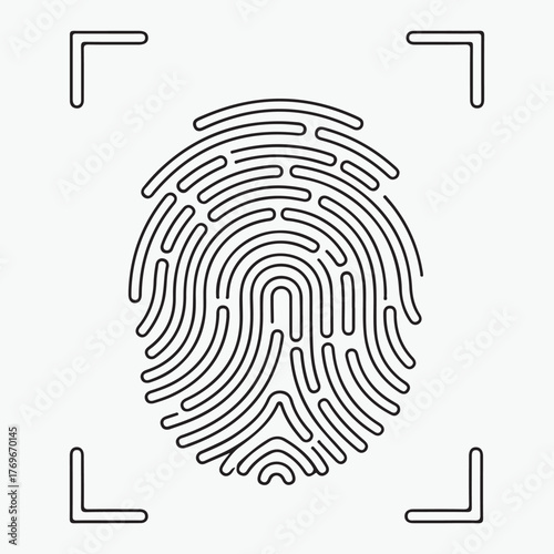 Fingerprint pattern with focus square, , suitable for security, identification, or forensic science applications