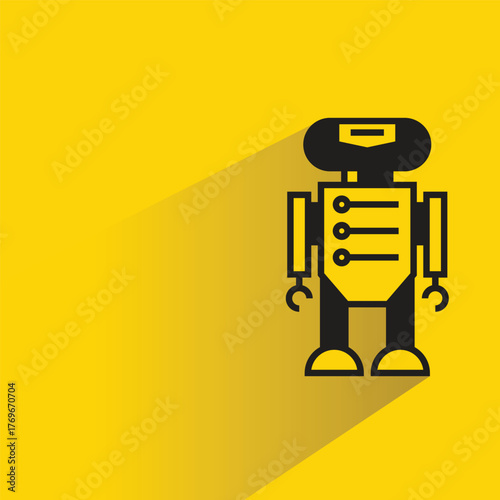 robot icon with shadow on yellow background