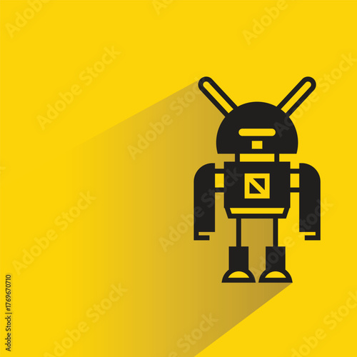 robot icon with shadow on yellow background