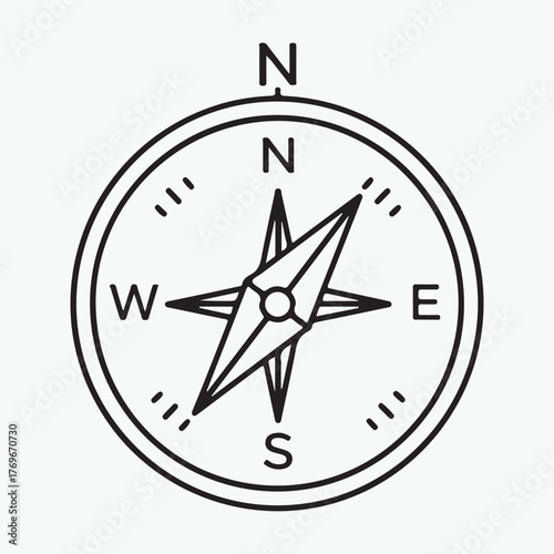 Compass icon, a navigational instrument that shows direction relative to the geographic cardinal directions