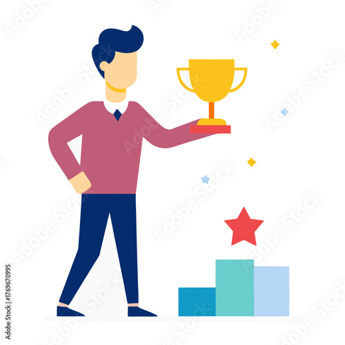 Professional Receiving Excellence Award Recognition Achievement Success Vector Illustration