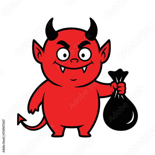vector illustration of a cheerful little devil