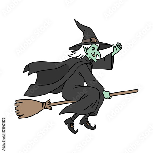 vector illustration of a cheerful witch