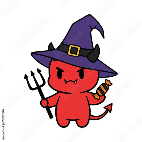 vector illustration of a chibi demon