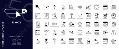 SEO Duotone Editable Icons set.