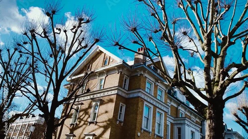 Lansdowne Road, Notting Hill, British Luxurious, Brick Residential Architecture, London Plane Trees, Historic Building, Sash Windows, Kensington And Chelsea, England, UK