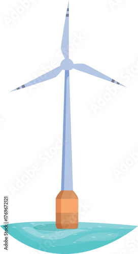 Offshore wind turbine generating clean energy in the middle of the ocean, promoting sustainable practices