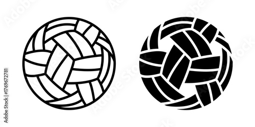 Sepak Takraw icon set. A clean and minimalist illustration of a sepak takraw ball. Perfect for sports related design or icon usage. Isolated on white background.