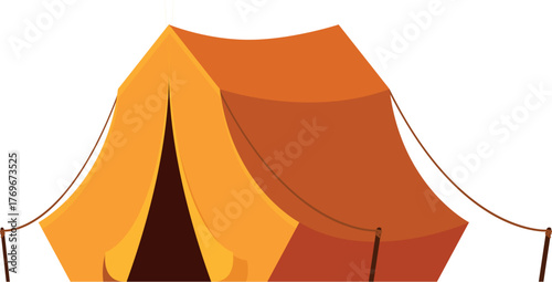 Orange camping tent set up for a wilderness adventure, offering shelter and a place to rest