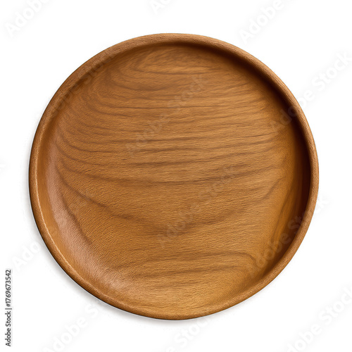 Round wooden serving tray with beautiful natural wood grain. Ideal for food presentation, home decor, and stylish entertaining. A versatile and elegant piece for any kitchen or dining setting, offerin