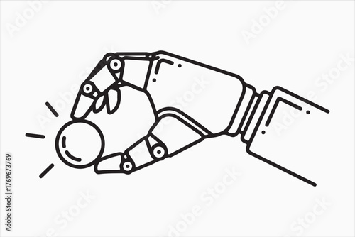 A robotic hand is holding a glowing sphere, showcasing precision and innovation