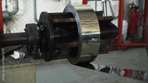 Industrial reel with metal tape